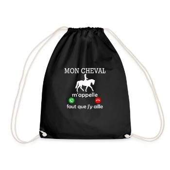 mon cheval m appelle - femme humour cavalière - Sac de sport léger - noir - Devant