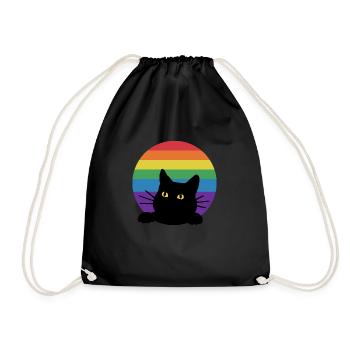 Regenbogen Katze - Turnbeutel - Schwarz - Vorne