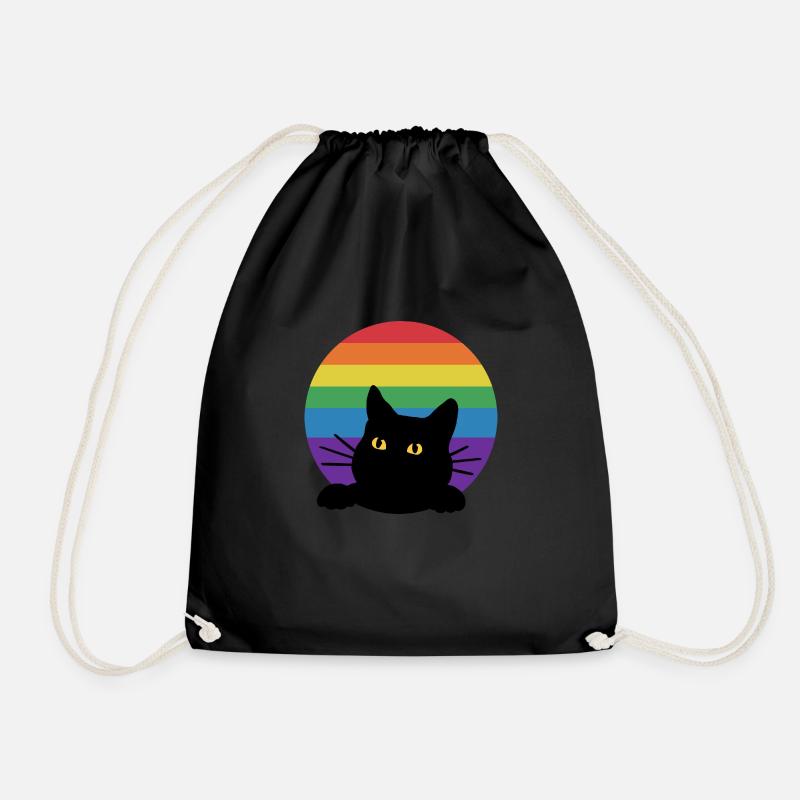 Regenbogen Katze - Turnbeutel - Schwarz