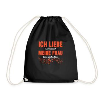 Geige Geigenspieler Violine Violinist Frau - Turnbeutel - Schwarz - Vorne