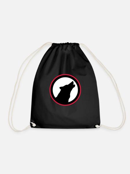 Howling Wolf - Drawstring Bag - black