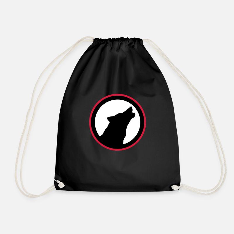 Howling Wolf - Drawstring Bag - black