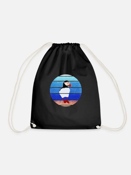 Papageientaucher - Puffin - vintage - retro - Turnbeutel - Schwarz