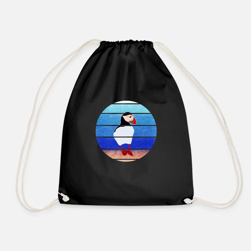 Papageientaucher - Puffin - vintage - retro - Turnbeutel - Schwarz