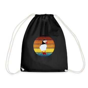 Papageientaucher, Puffin, Coucher de soleil, vintage - Sac de sport léger - noir - Devant