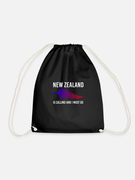 New Zealand is calling and I Must Go gift idea - Drawstring Bag - black