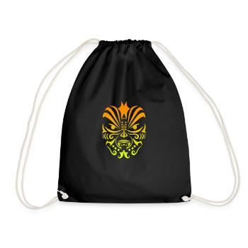 Maori warrior face Polynesia tribal tattoo - Drawstring Bag - black - Front