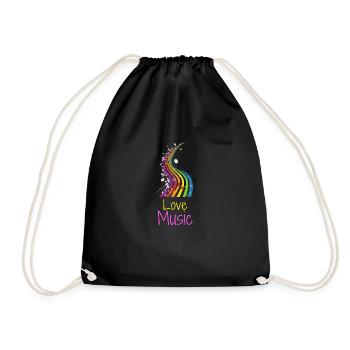Liebe Musik Geschenkidee Spaß niedlich bunt - Turnbeutel - Schwarz - Vorne