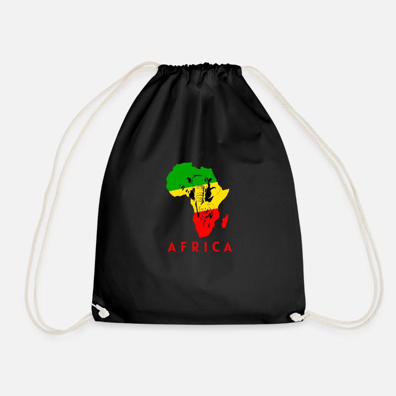 Africa Map Elephant Lover South Africa Gift - Drawstring Bag - black