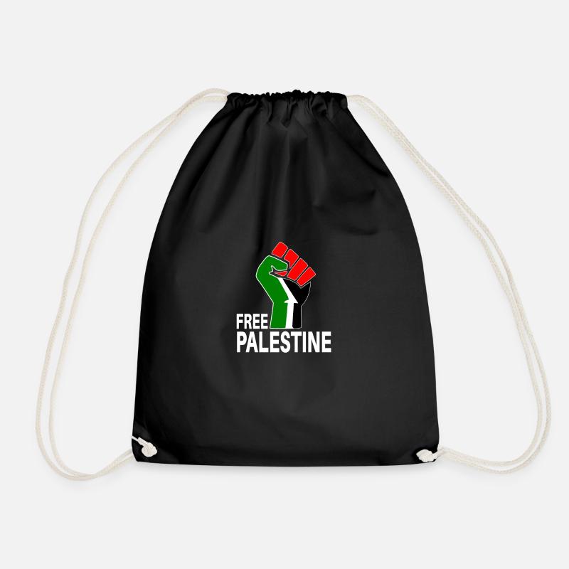 Free Palestine - Drawstring Bag - black