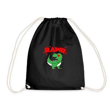 Dinosaur RAWR Dino lover kids gift - Drawstring Bag - black - Front