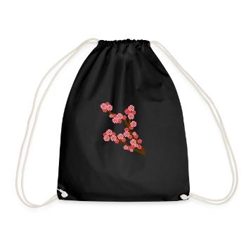 Kirschblüte Frühling Blume Liebhaber Geschenkidee - Turnbeutel - Schwarz - Vorne