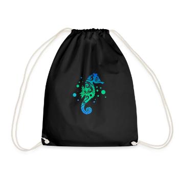 Cadeau de tatouage tribal polynésien hippocampe maori - Sac de sport léger - noir - Devant