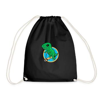 Dino Scooter Dino Liebhaber Lustige Geschenkidee - Turnbeutel - Schwarz - Vorne