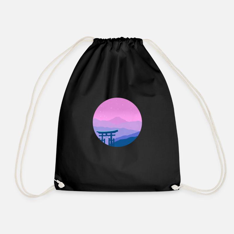 Vaporwave Japan - Drawstring Bag - black