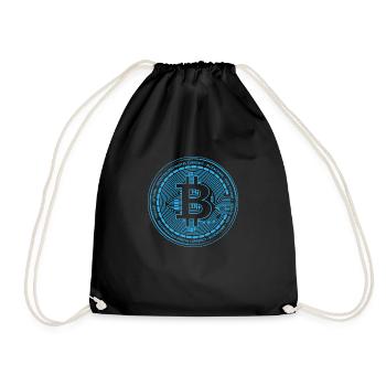 B Bitcoin blue circuit - Drawstring Bag - black - Front