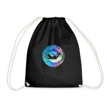 Double Exposure Art Bodyboarding Surf Gift Idea - Drawstring Bag - black - Front