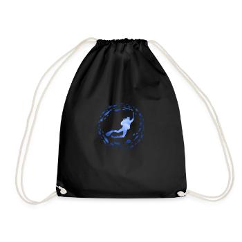 Double Exposure Art Scuba Diving School of Fish - Drawstring Bag - black - Front