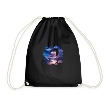 Double Exposure Kite Surfing Adventure Gift - Drawstring Bag - black - Front