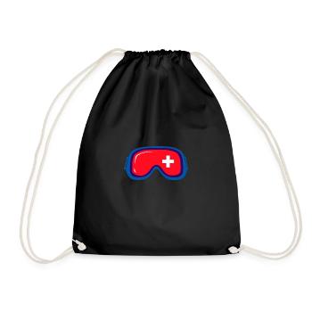 Ski Goggles Swiss Flag Winter Gift Idea - Drawstring Bag - black - Front