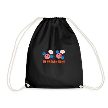 Hydrogen H2 Bond Cute Cartoon Says Hi - Drawstring Bag - black - Front