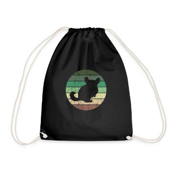 Chinchilla Vintage - Lustiges Chinchilla Geschenk - Turnbeutel - Schwarz - Vorne