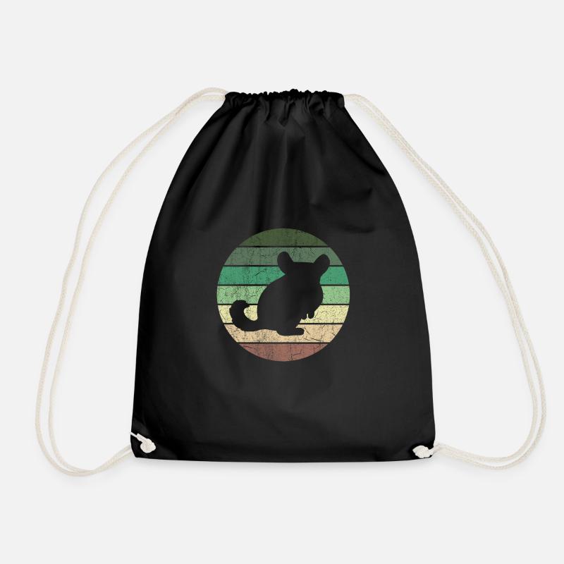 Chinchilla Vintage - Funny Chinchilla Gift - Drawstring Bag - black