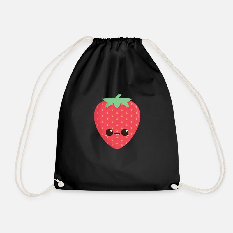 Kawaii Erdbeere - Turnbeutel - Schwarz