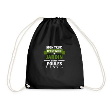 mon truc c'est mon jardin et mes poules - Sac de sport léger - noir - Devant