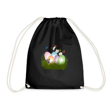 easter eggs hunt - Drawstring Bag - black - Front