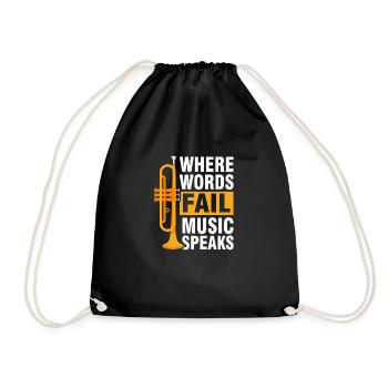 Trumpet brass band music trumpeter - Drawstring Bag - black - Front