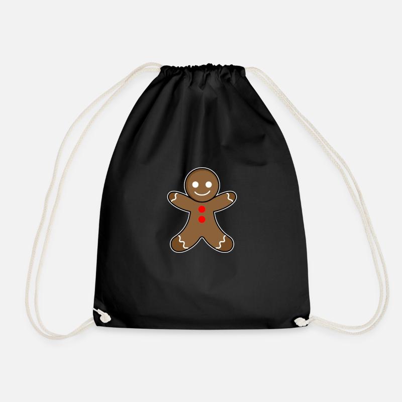 Gingerbread man - Drawstring Bag - black
