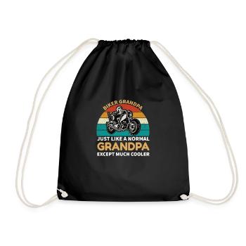 Cool grandpa as a biker motorcyclist - Drawstring Bag - black - Front
