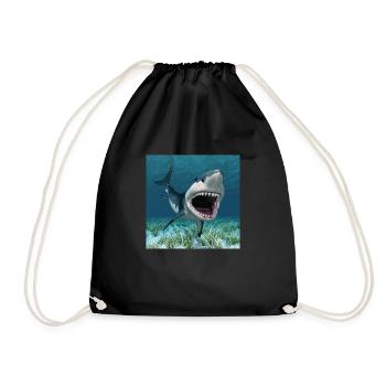 Great white shark on the hunt - Drawstring Bag - black - Front