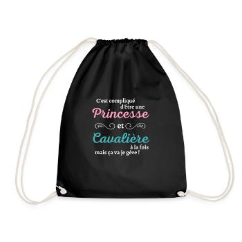 Princesse et cavalière cadeau humoristique - Sac de sport léger - noir - Devant