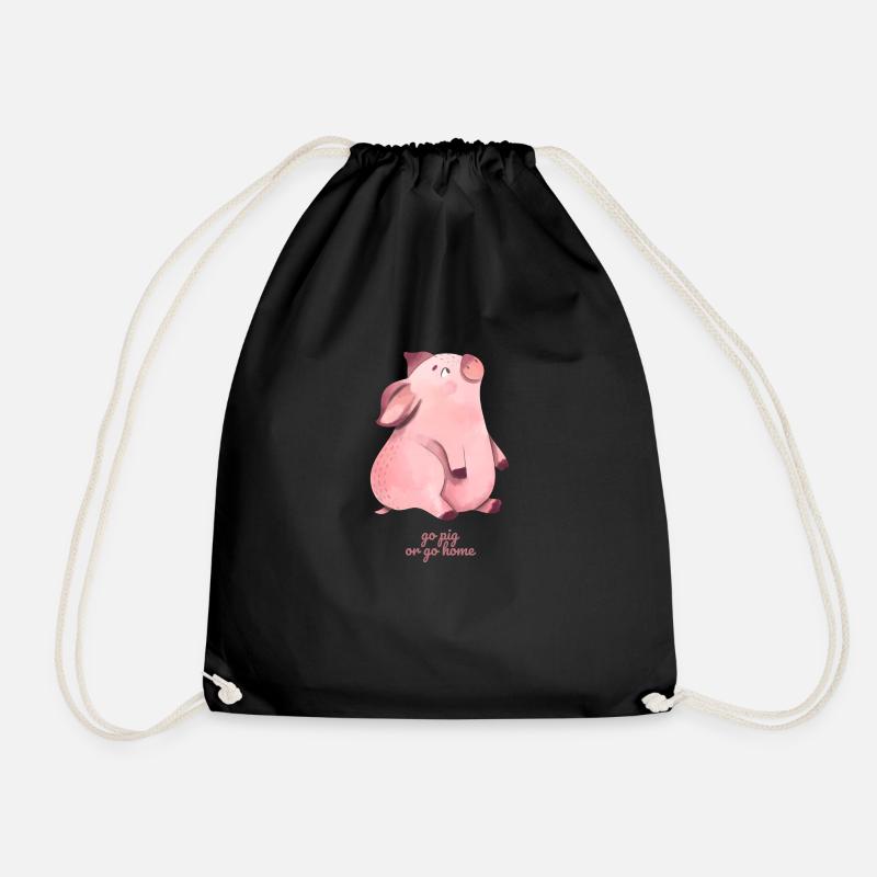Go Pig oder Go Home - Turnbeutel - Schwarz