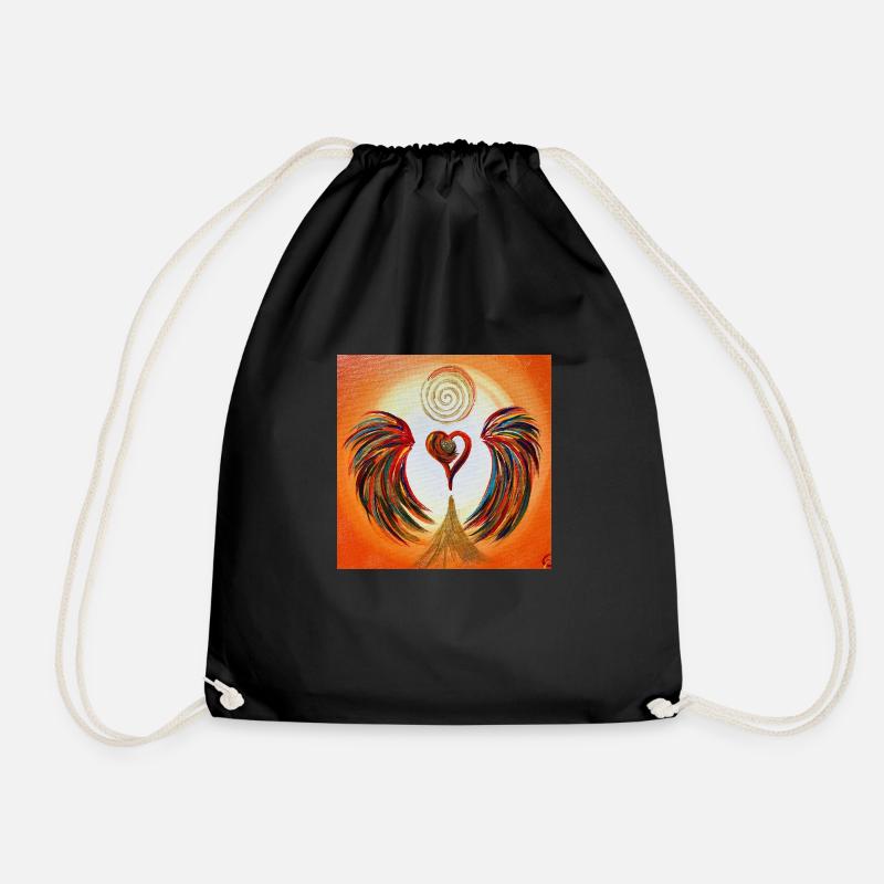 Heart Angel of Joy - Drawstring Bag - black