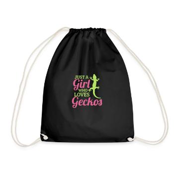 Just a girl who loves geckos gecko lover poison - Drawstring Bag - black - Front