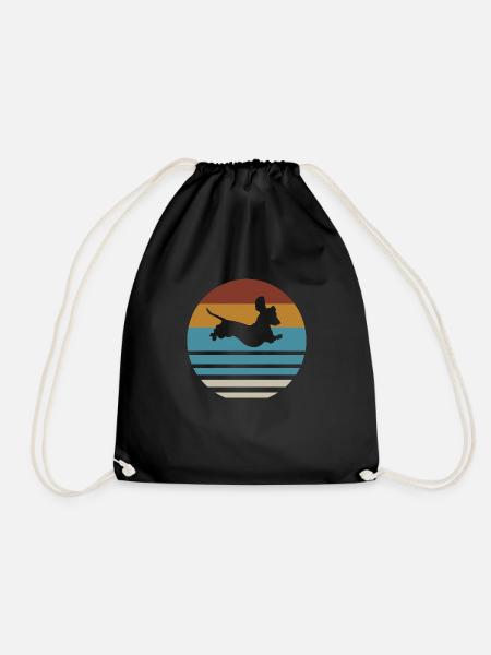 Teckel teckel chien silhouette retro cadeau - Sac de sport léger - noir