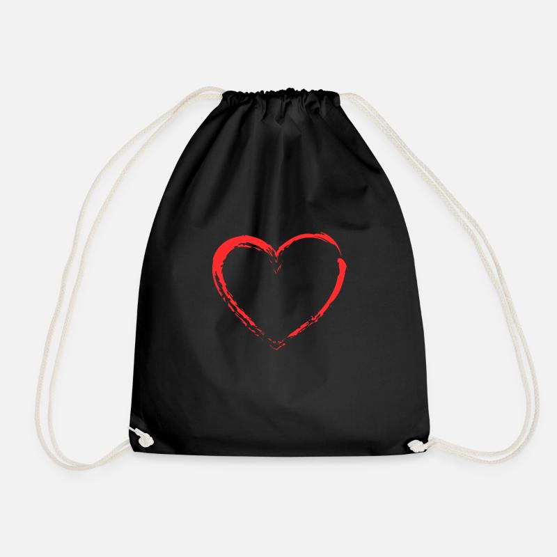 Heart - Drawstring Bag - black