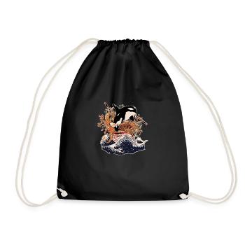 The Great Killer Whale Ramen (No Japanese Text) - Drawstring Bag - black - Front