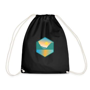 Fjord Norway Mountain and Lake Gift Idea - Drawstring Bag - black - Front