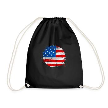USA Amerika America Flagge Flag - Turnbeutel - Schwarz - Vorne