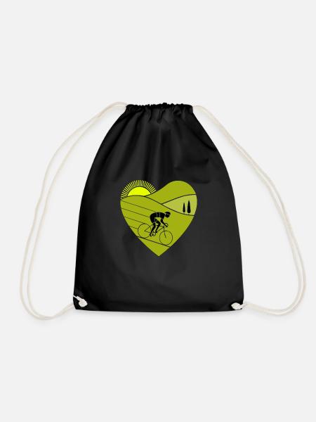 Love Cycling Funny Cycling - Drawstring Bag - black