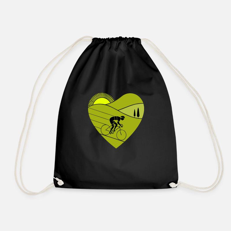 Love Cycling Funny Cycling - Drawstring Bag - black