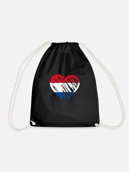 Niederlande Netherlands Nederland Flagge Herz - Turnbeutel - Schwarz