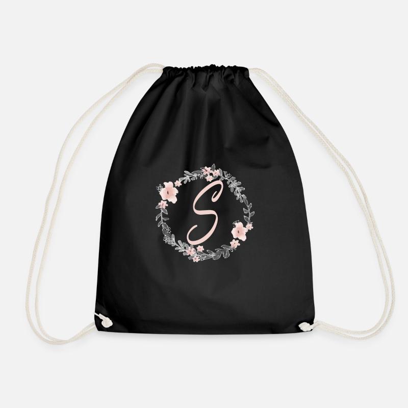 Buchstabe S mit Blumen - Turnbeutel - Schwarz
