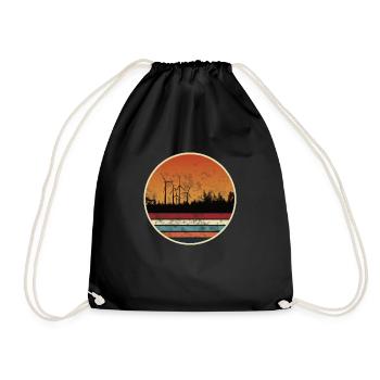 Wind farm at sunset - Wind power - Drawstring Bag - black - Front