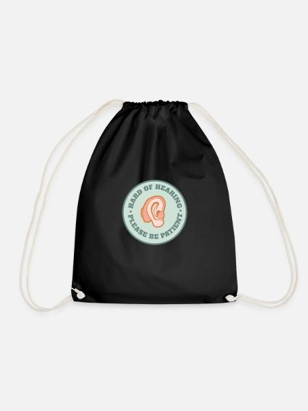 Hard of hearing please be patient deaf - Drawstring Bag - black