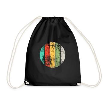 Retro Stripe Horizontal Circle Vintage - Drawstring Bag - black - Front